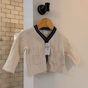 GAP Cream Cardigan with Blue Trim